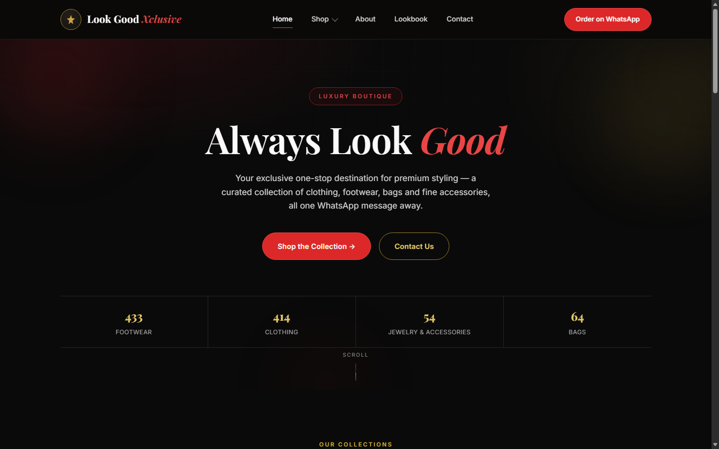 Look Good Xclusive menswear store homepage